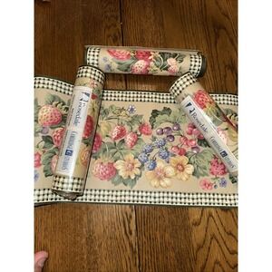 VTG 90s Rosedale Wallpaper Border 2 New And 2 Half Rolls Floral Vinyl Prepasted